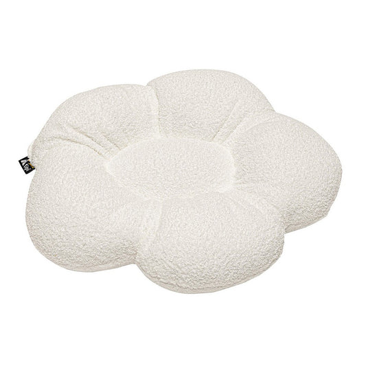 Pouf/tapis de jeu XL bouclé 'Flower' blanc