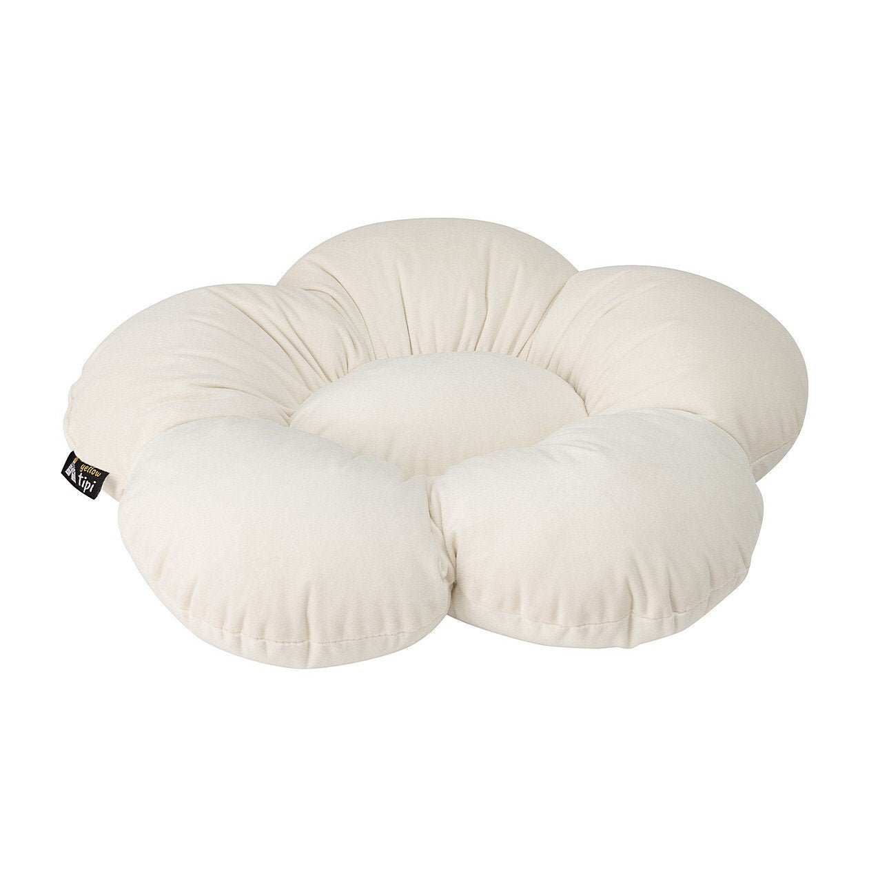 Pouf/tapis de jeu XL en velours 'Fleur' blanc crème