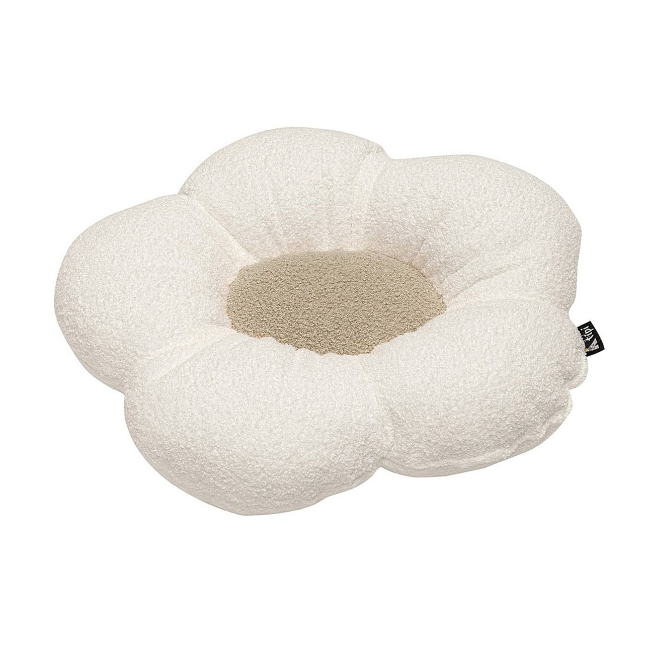 XL Pouf Boucle & wit & beige Flower