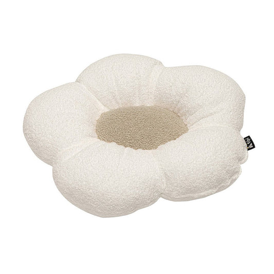 Pouf XL Boucle & Fleur blanc & beige
