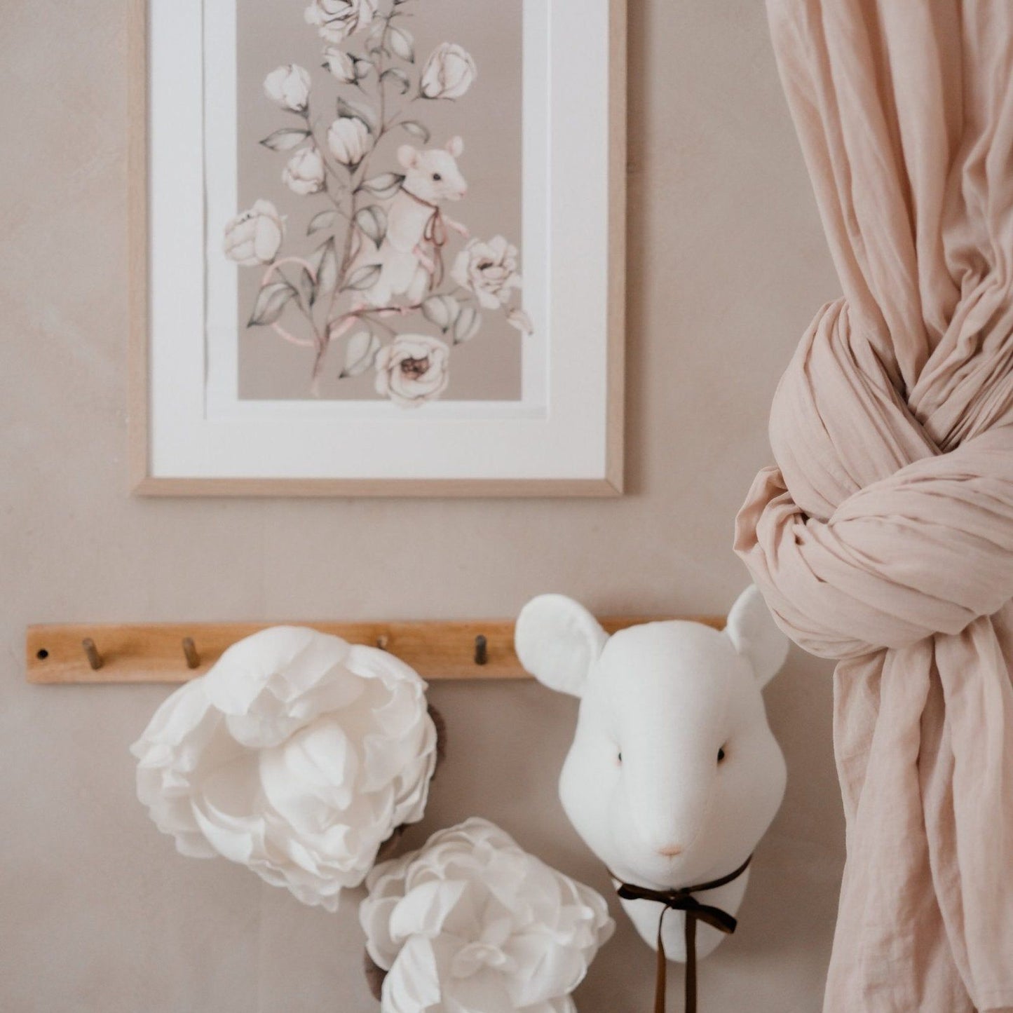 Poster Floral Mice- Taupe