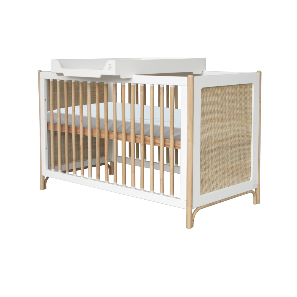 Oceania Rattan Evolutive Bed 60 x 120 - Neige