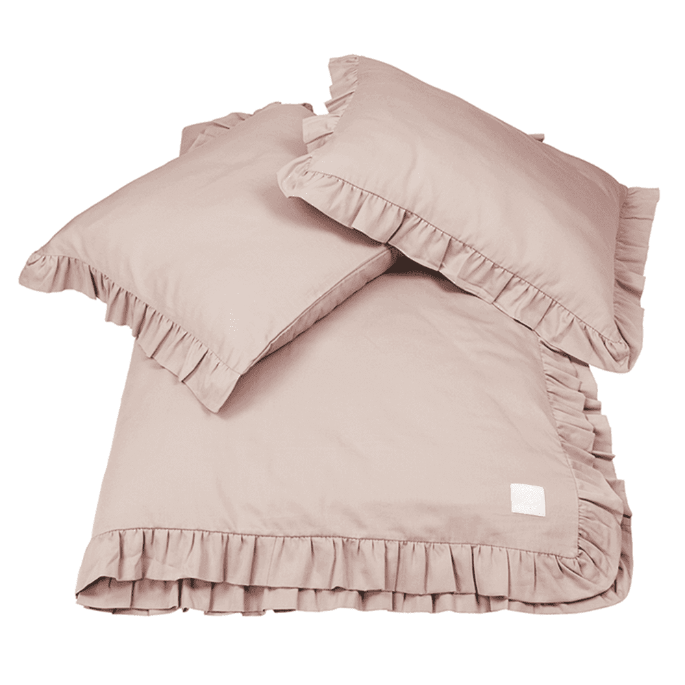 Adult 'Margaret' linnen set met ruffles Dusty pink - Cotton & Sweets