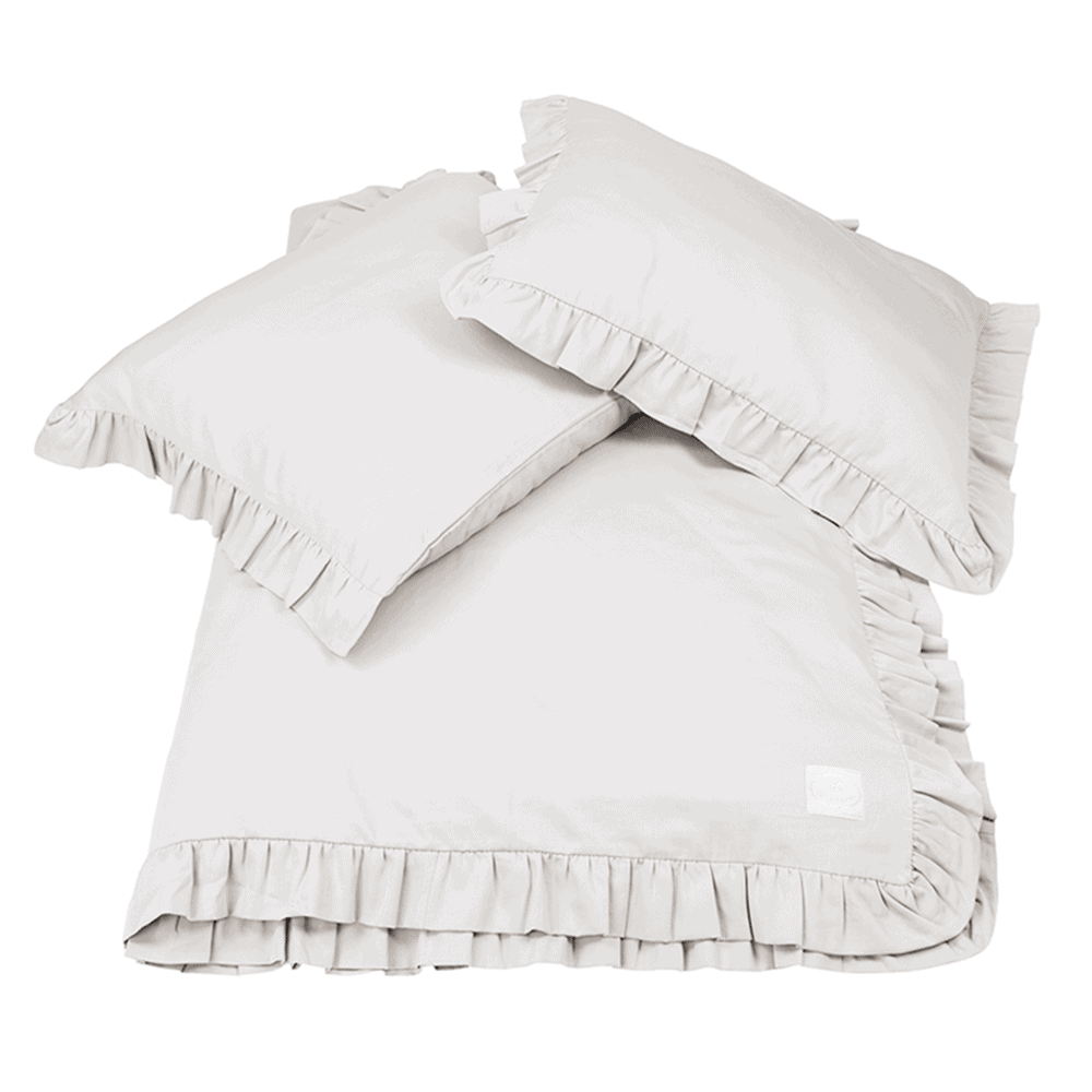 Adult 'Margaret' linnen set met ruffles Light Grey - Cotton & Sweets