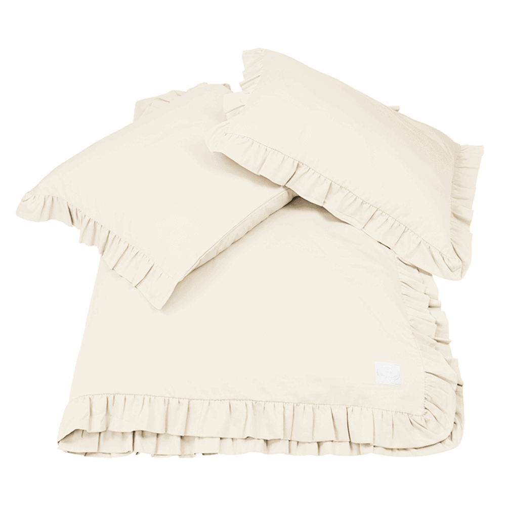 Adult 'Margaret' linnen set met ruffles Vanilla - Cotton & Sweets