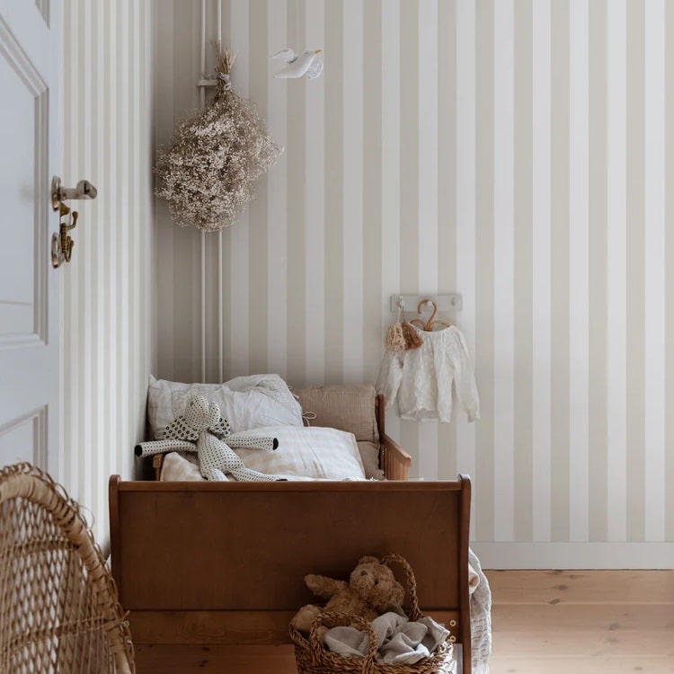 Beige strepen behang