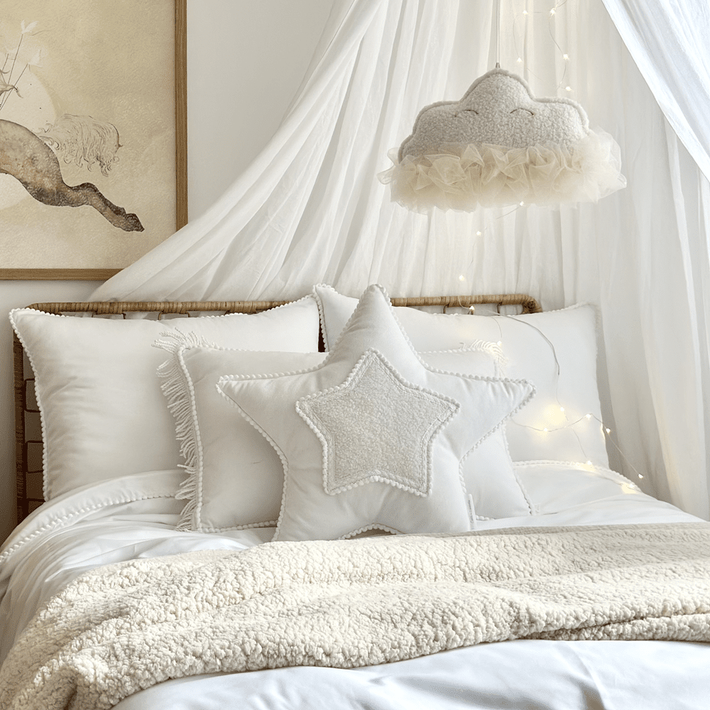 Coussin décoratif, Boho Mix étoile - Blanc