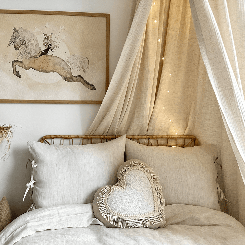 Coussin cœur Boho Twist Vanille