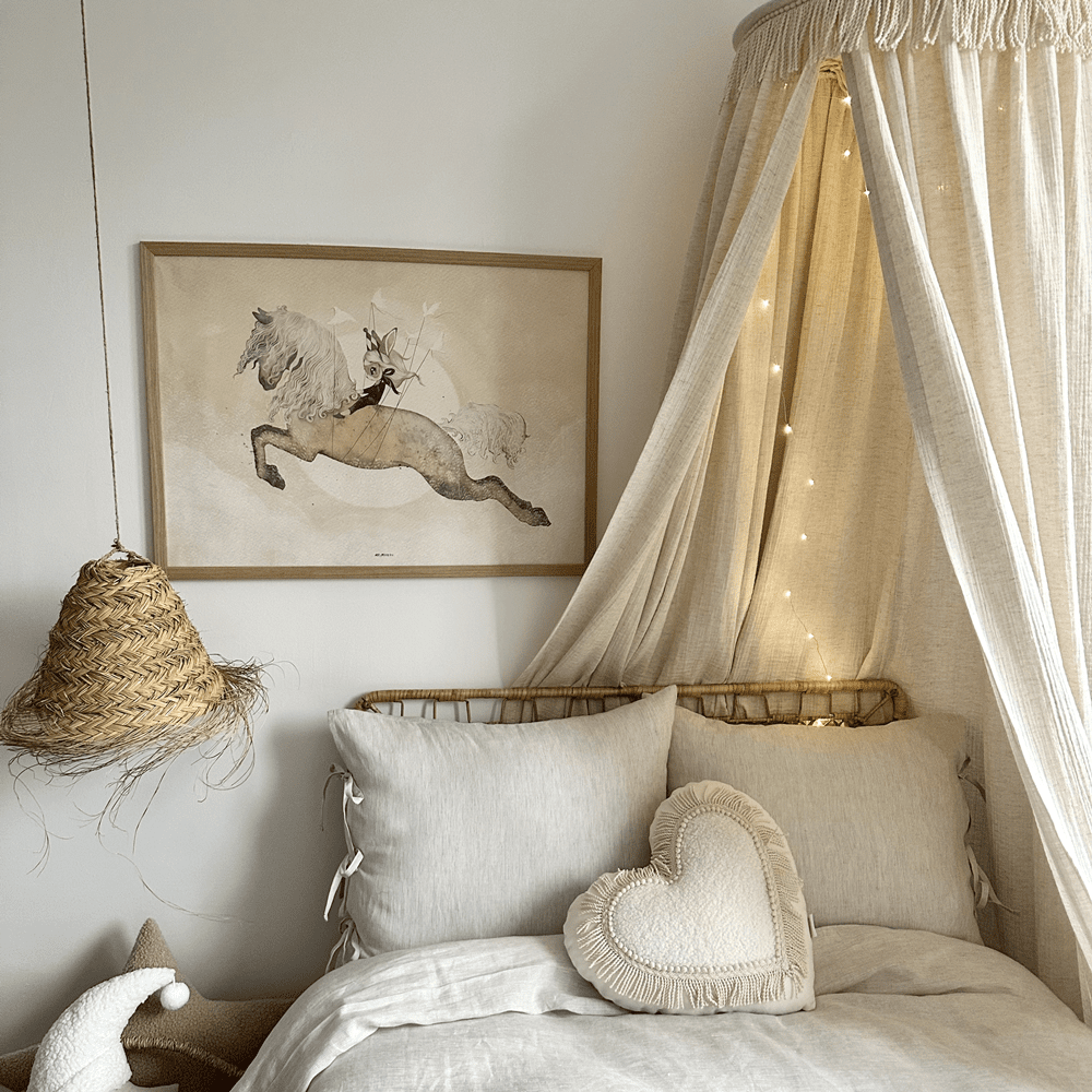 Coussin décoratif, Boho Twist Heart - Vanille