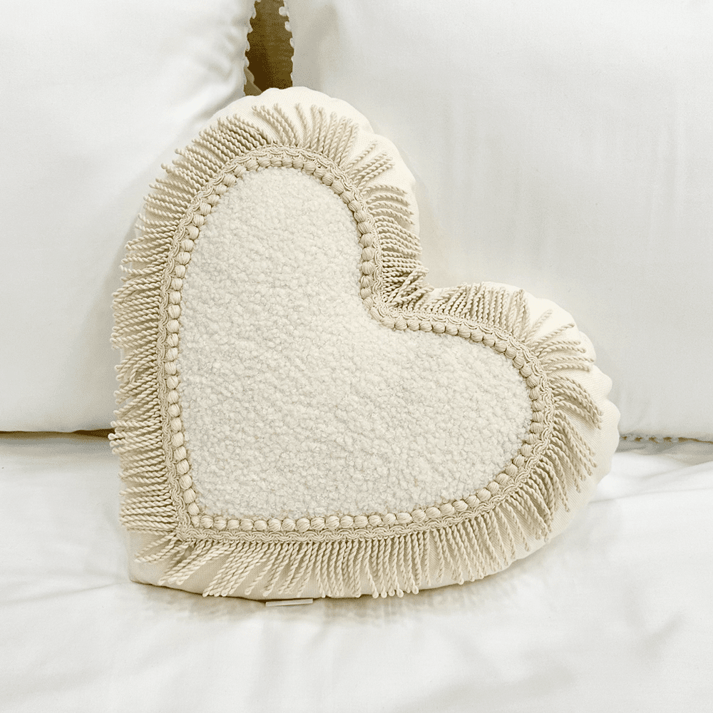 Coussin décoratif, Boho Twist Heart - Vanille