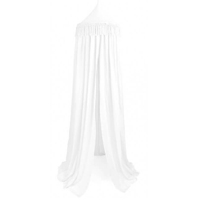 Ciel de lit en coton et bonbons à franges style bohème « Blanc »
