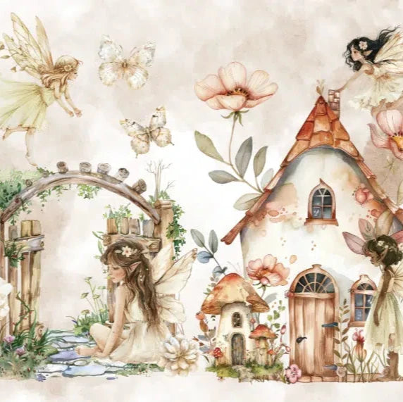 Fairy forest house Behang