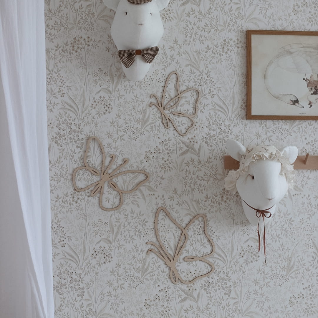Houten vlinder set van drie muurdecoratie