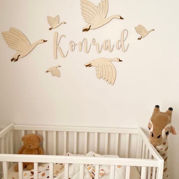 Wooden geese name set
