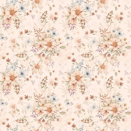 Flowers with orange  '  Behang