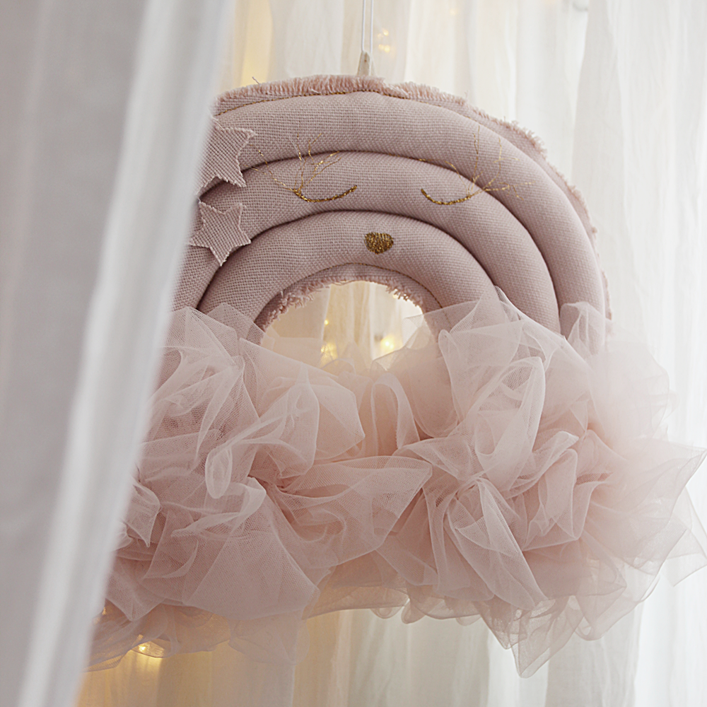 Mobile Arc-en-ciel Grace - Rose poudré - Coton et Bonbons