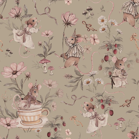 Mice - Behang -Green -2 rollen