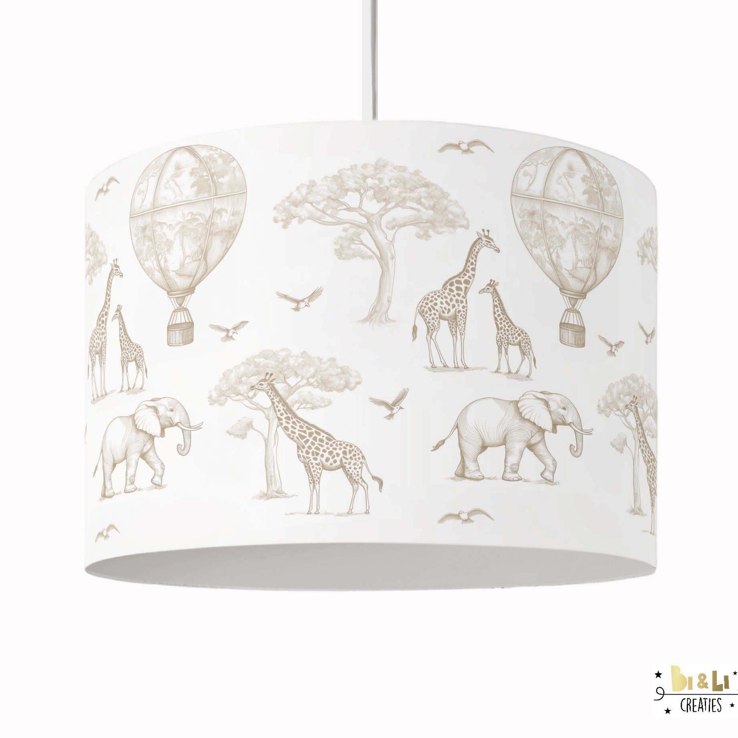 Hanglamp Jungle Dieren met Giraf, Olifant & Luchtballon
