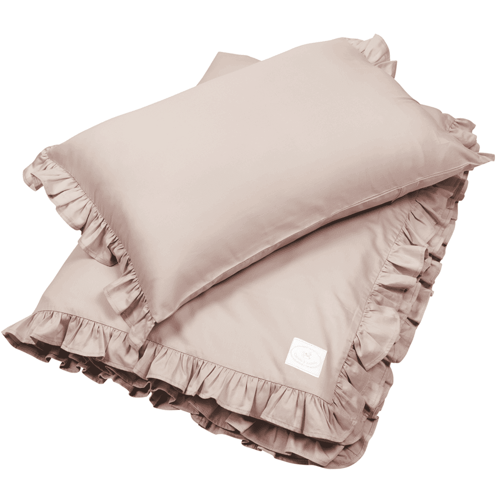 Junior 'Margaret' linnen set met ruffles Dusty pink - Cotton & Sweets 100 x 135