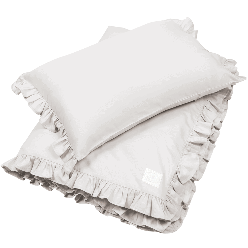 Junior 'Margaret' linnen set met ruffles Light Grey - Cotton & Sweets 100 x 135