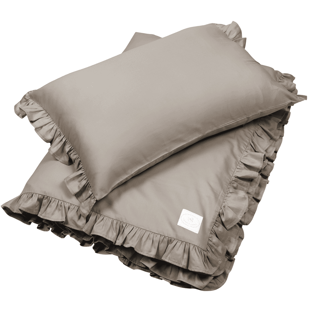 Junior 'Margaret' linnen set met ruffles Taupe - Cotton & Sweets 100 x 135