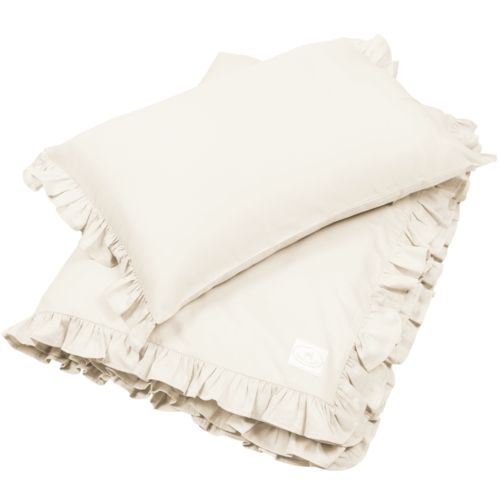 Junior 'Margaret' linnen set met ruffles Vanilla - Cotton & Sweets 100 x 135