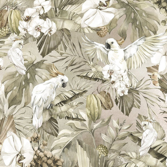 Parrots-Green- Behang