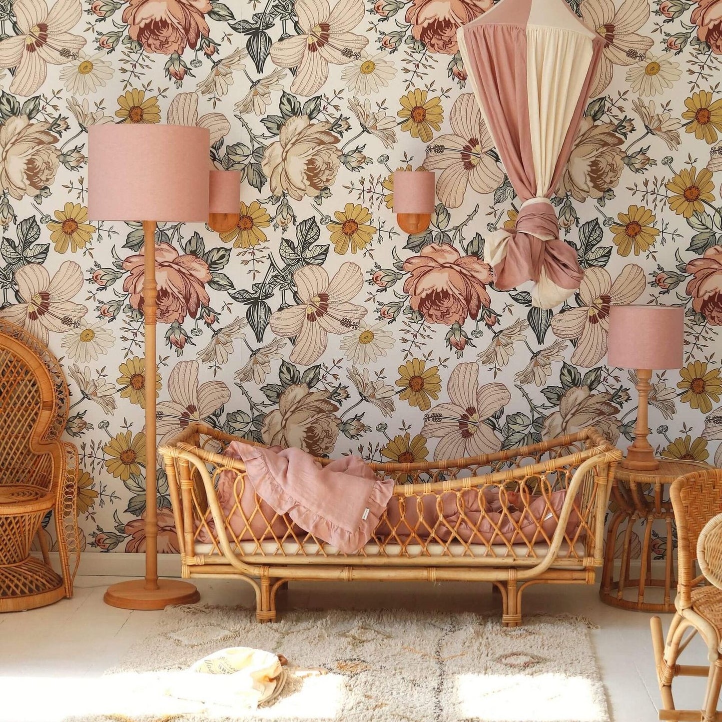Linen Wall Lamp - Powder Pink