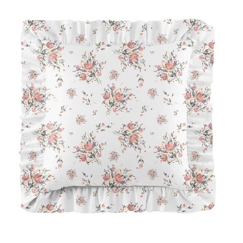 Housse de coussin Fleurs Vintage à volants