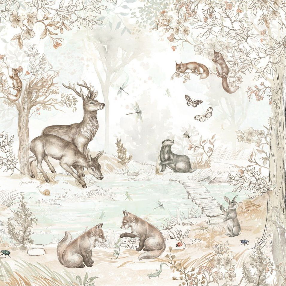 Forest Animals-Natural Behang