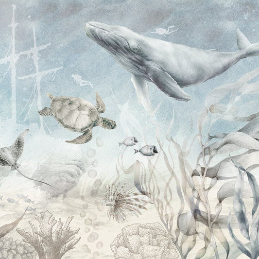 Ocean Life -Gray Blue- Behang