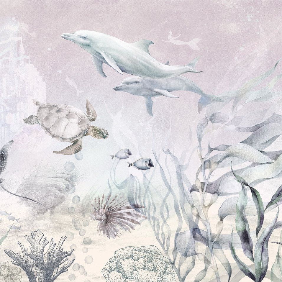 Ocean Life - Lila- Behang