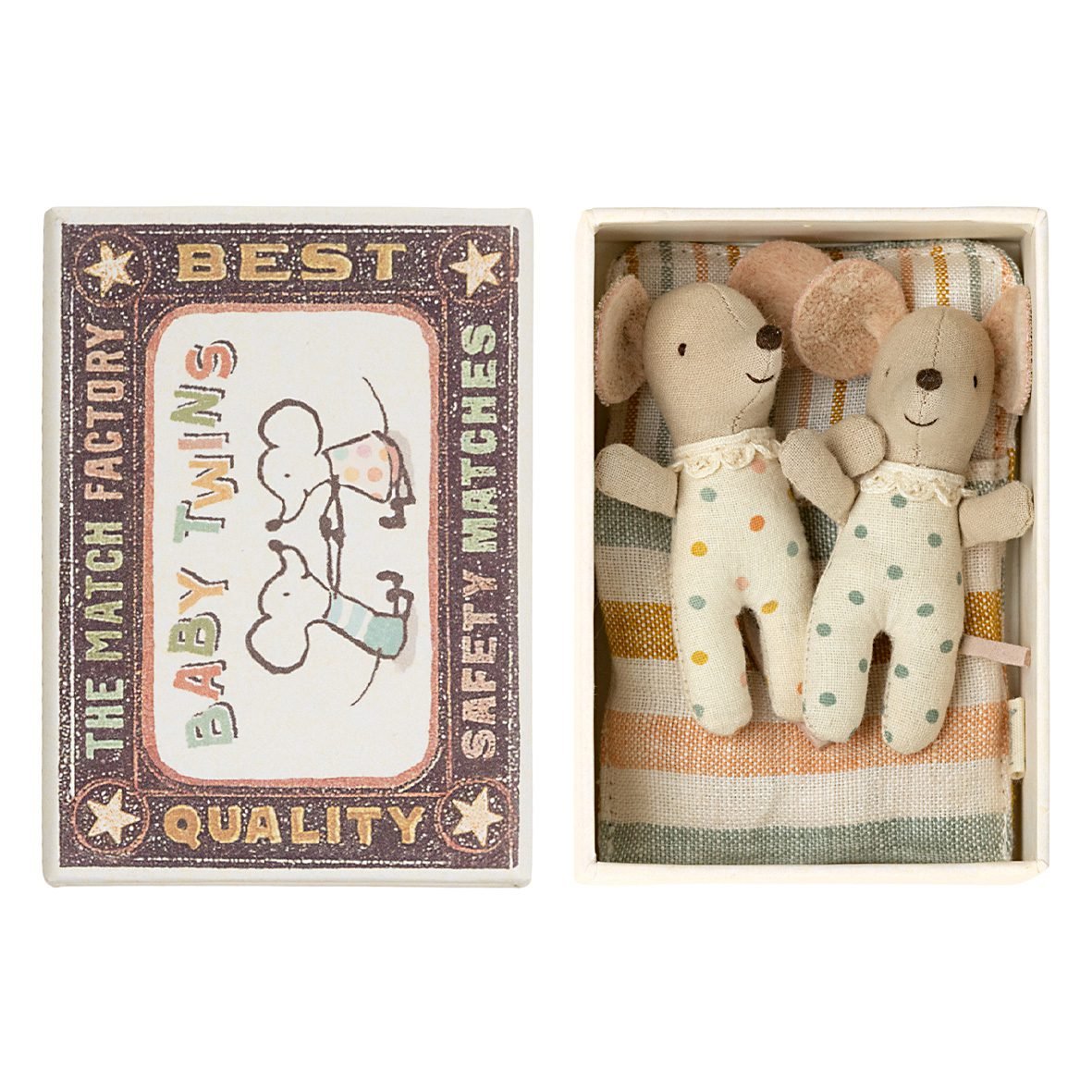 Maileg- Twins baby mice in matchbox
