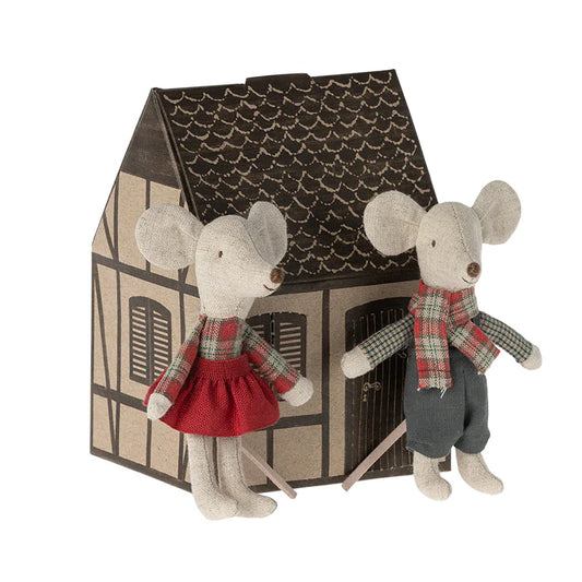 Maileg- tweeling wintermuis - kleine broer en zus muis