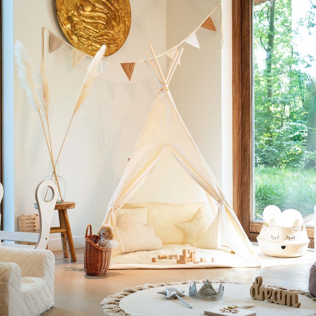 Tipi tent 'Cream' , inclusief mat en kussens
