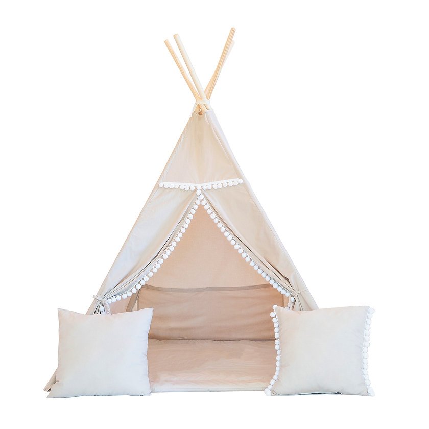 Tipi tent 'Late' -PomPom , inclusief mat en kussens