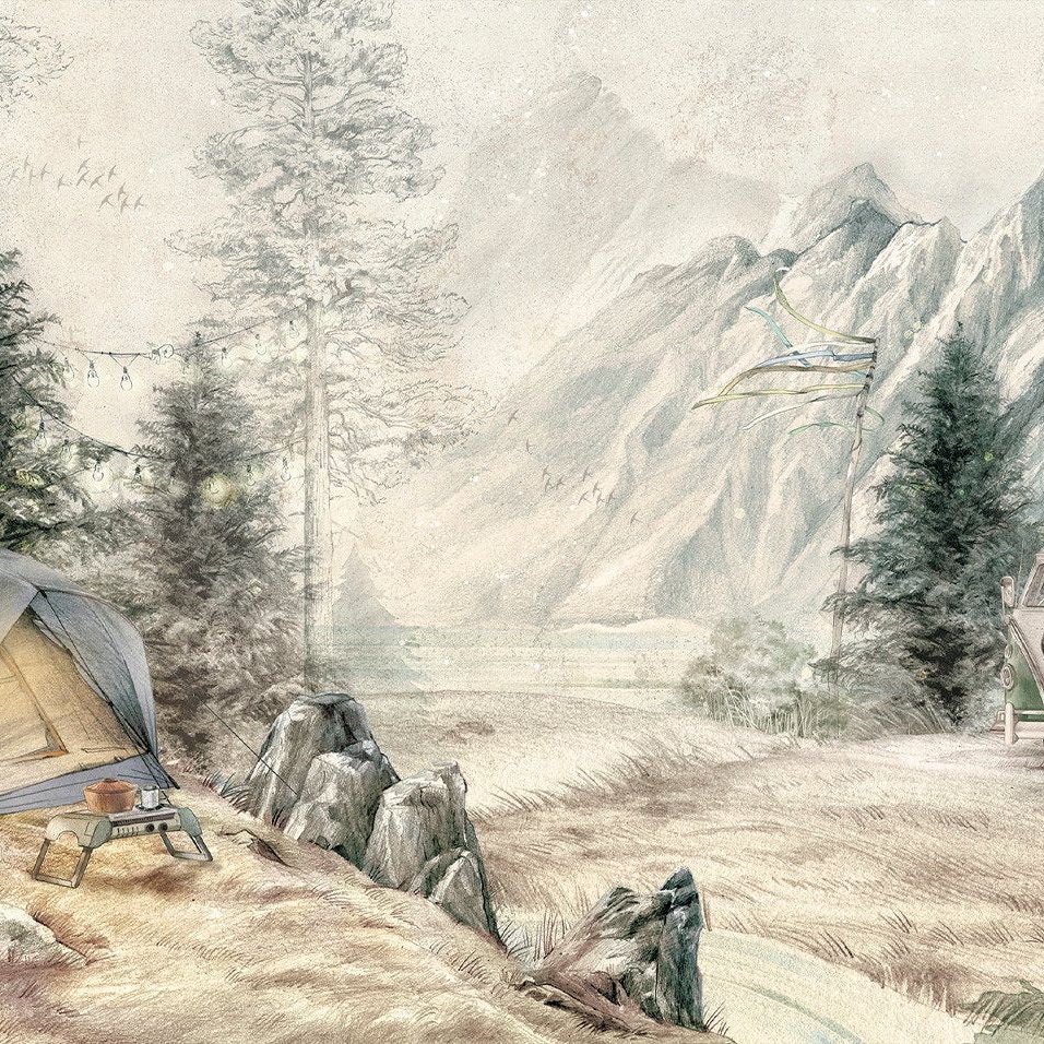 Mountain Camp Daytime Wallpaper