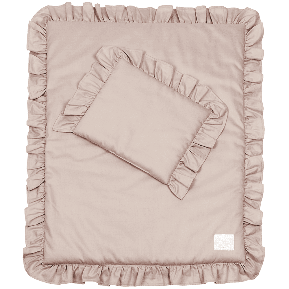 Newborn 'Margaret' linen set with ruffles Dusty pink - Cotton & Sweets 80 x 100cm