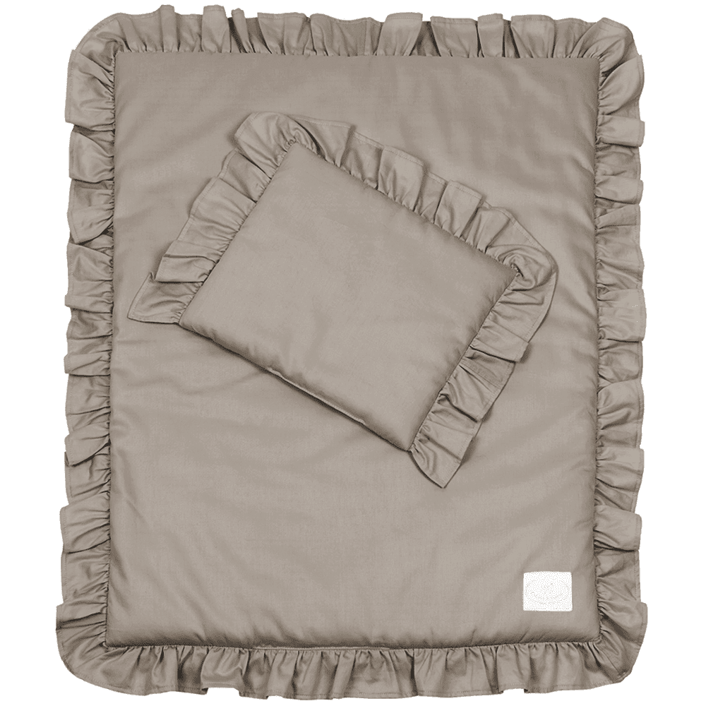 Parure de lit bébé « Margaret » à volants Taupe - Cotton & Sweets 80 x 100 cm