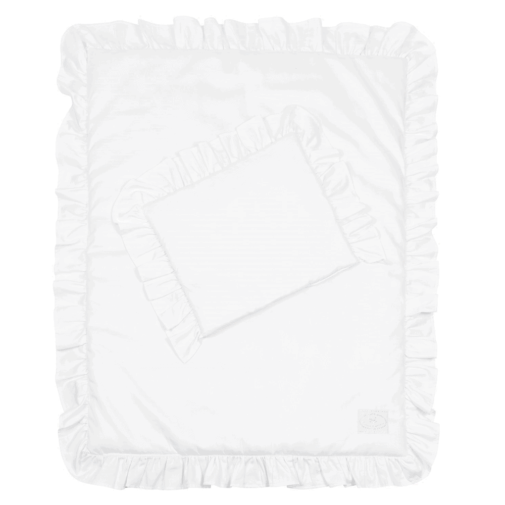 Newborn 'Margaret' linen set with ruffles White - Cotton & Sweets 80 x 100cm