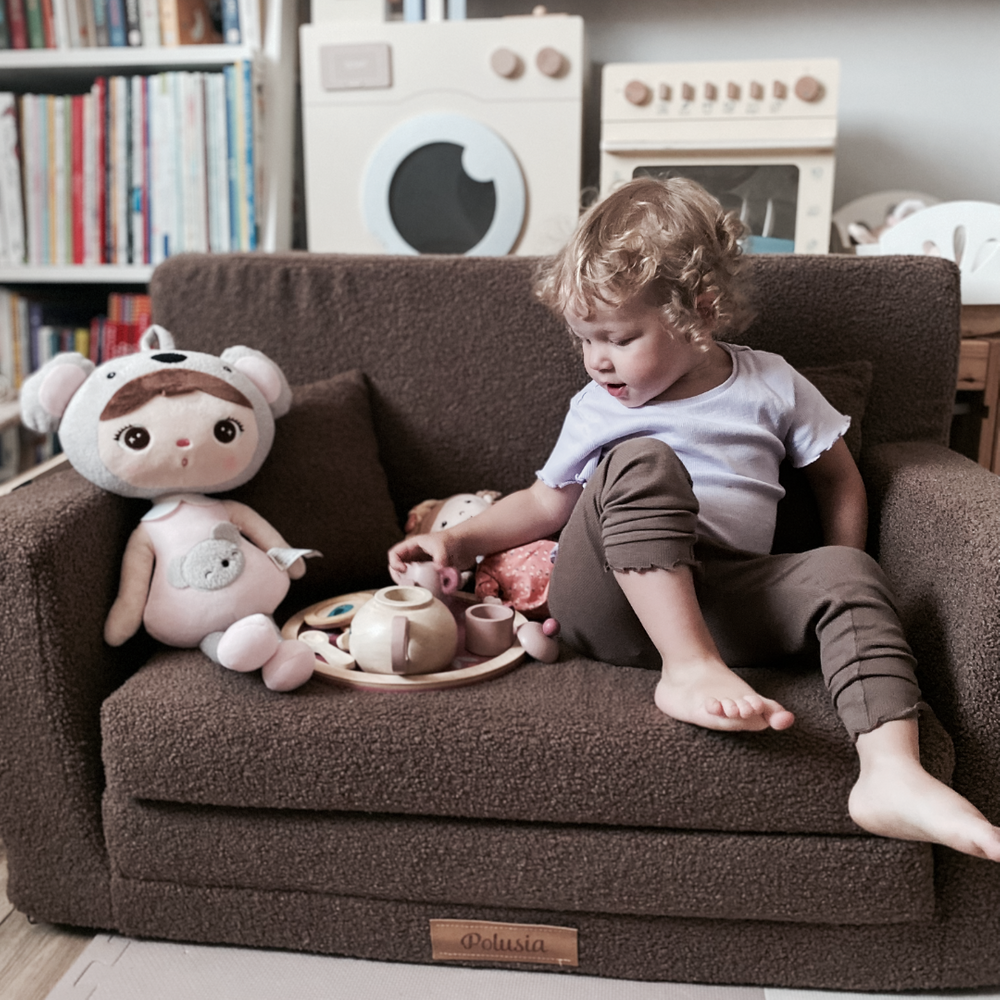 Folding children's sofa - Teddy chocolate