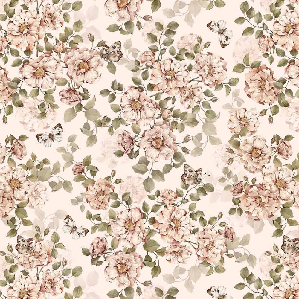 'Roses with butterflies ' Behang