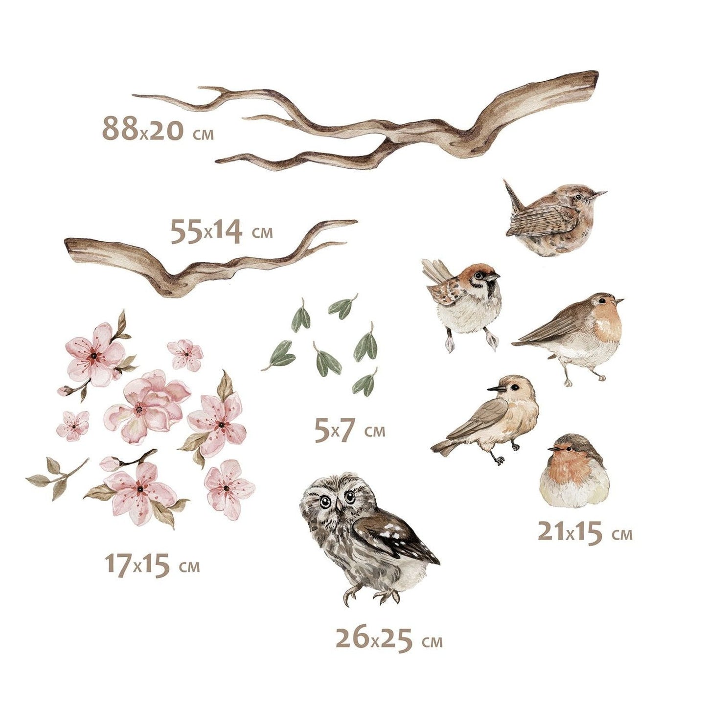 Birds Pink- Wandsticker
