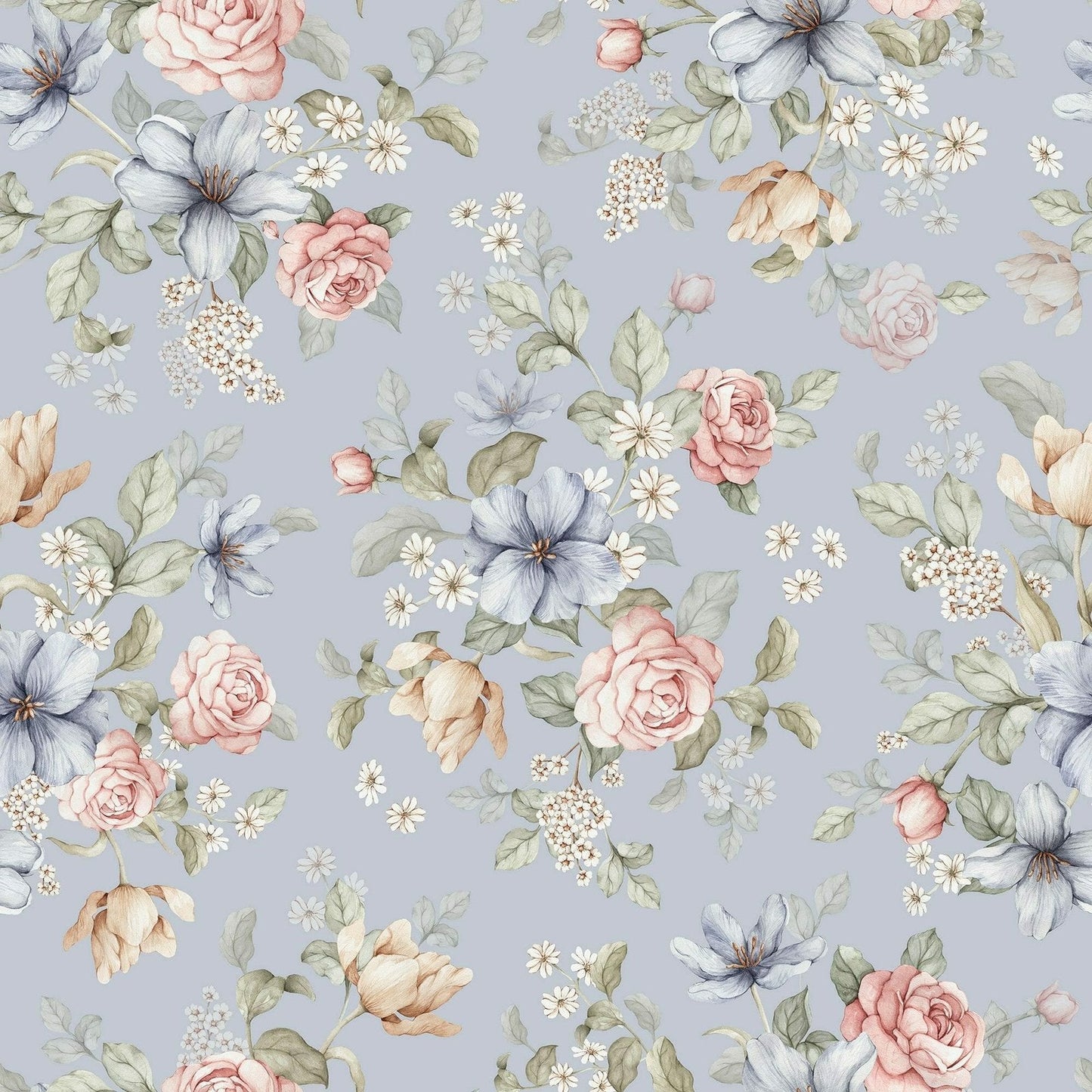 Flowers- Azur - Behang
