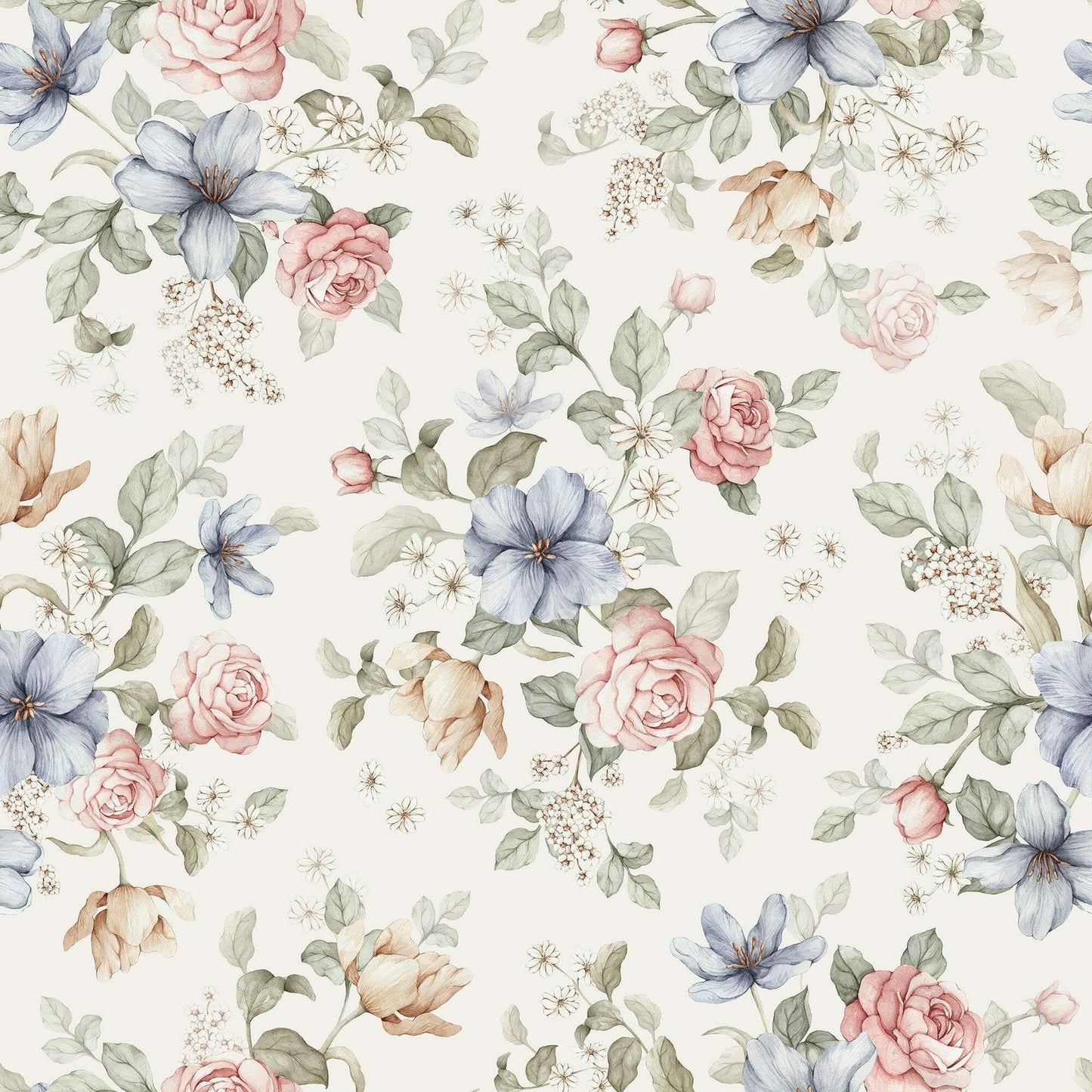 Flowers- Ecru - Behang