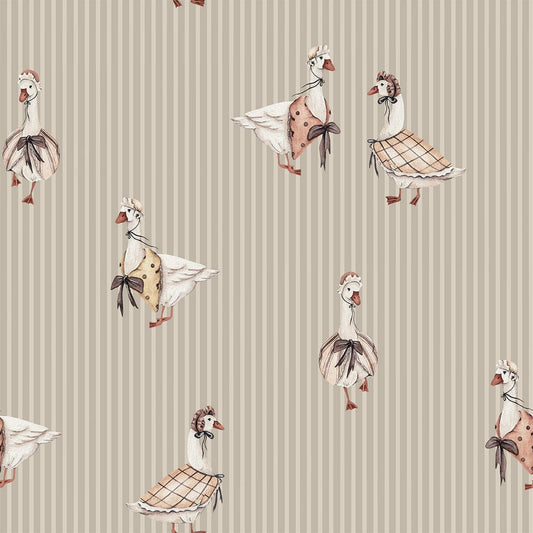 Retro Goose -Beige stripe- Behang