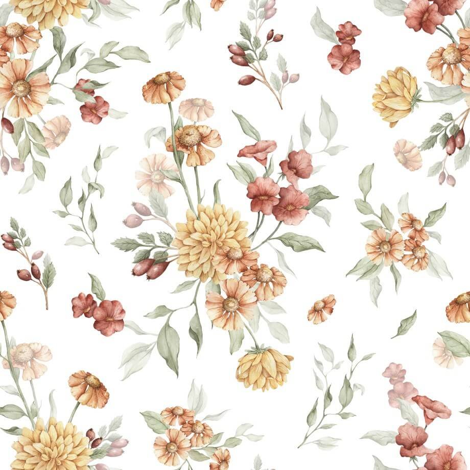 Behang kinderkamer bloemen