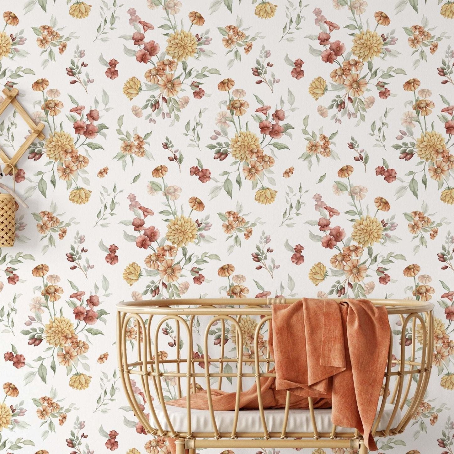 Behang gouden bloemen kinderkamer