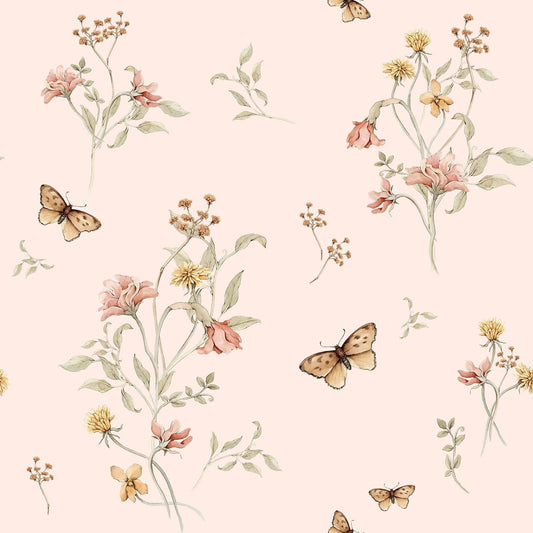 Flower story- Pink- Behang