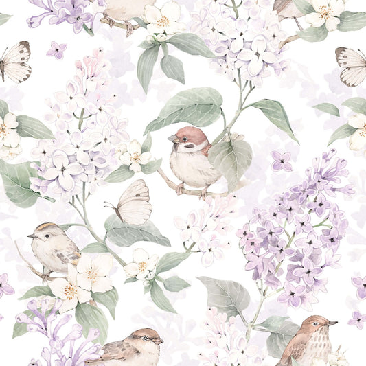 Birds -White - Behang